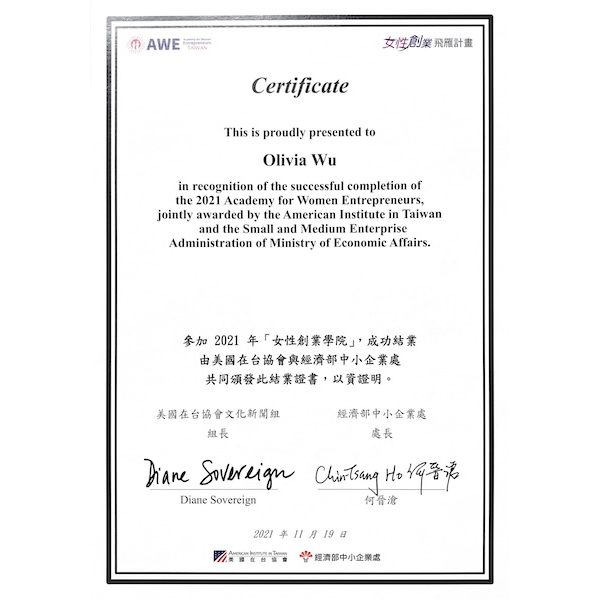 AWE Certification Academy for Women Entrepreneurs Olivia Wu