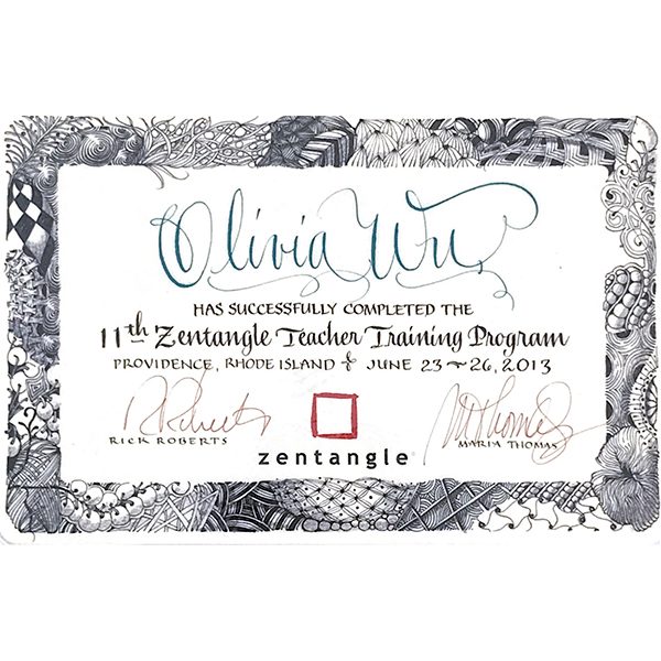 Certified Zentangle Teacher CZT Olivia Wu by Rick Roberts and Maria Thomas