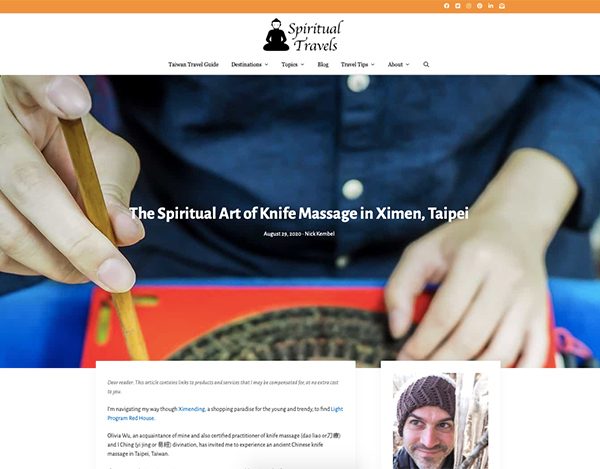 Spiritual Travels by Nick Kembel Art of Knife Massage in Ximen Taipei
